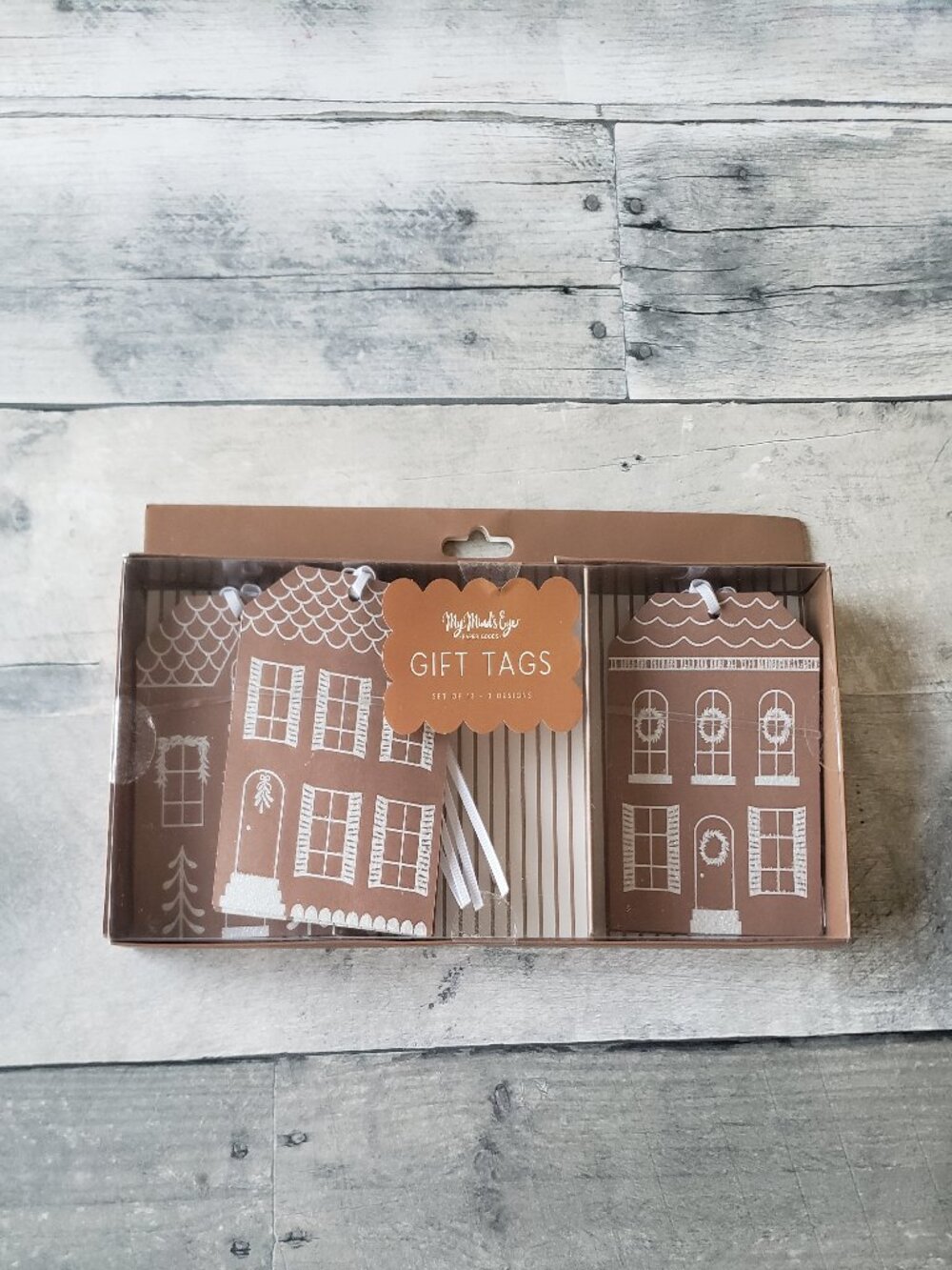 NWT My Mind's Eye Paper Gift tags Brown with White Sparkle (12 ct. of 3 designs)